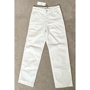 Maison Kitsune x Cafe Kitsune White Carpenter Pants Straight Leg Size 38 NWT